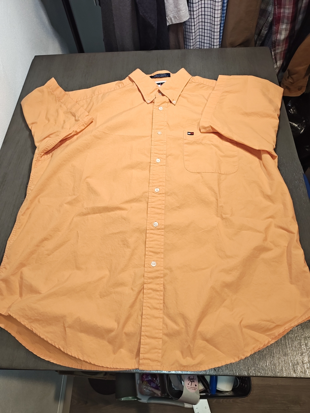 Tommy Hilfiger Men’s Orange Short-Sleeve Button-Down Shirt